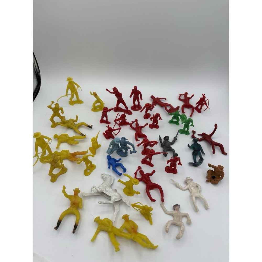 Vintage 1950s-70s Dimestore Plastic Figures Lot of 42 - Marx, Tim Mee, Arco